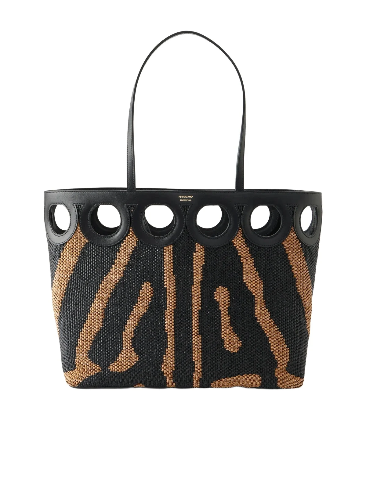 Leather-trimmed Raffia Tote Leather-trimmed Raffia Tote