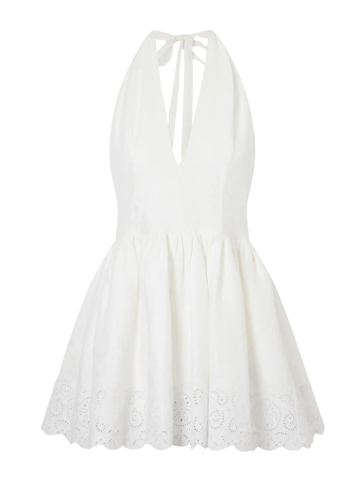 Staud Grazia Gathered Linen Mini Dress
