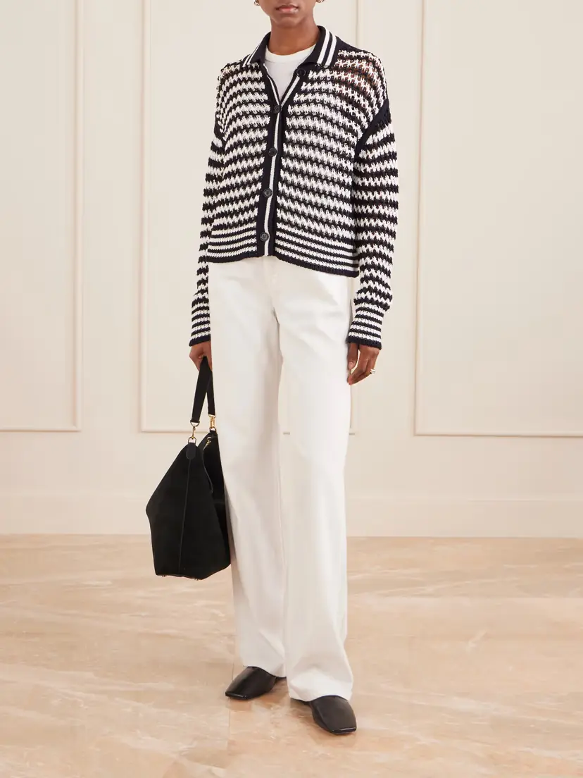 Max Mara Film Striped Crocheted Cotton Cardigan | Thumbnail 2