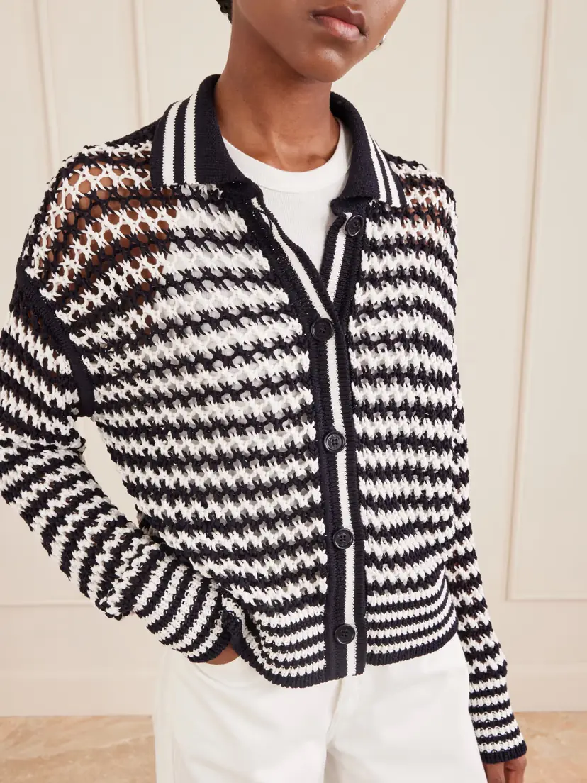 Max Mara Film Striped Crocheted Cotton Cardigan | Thumbnail 4