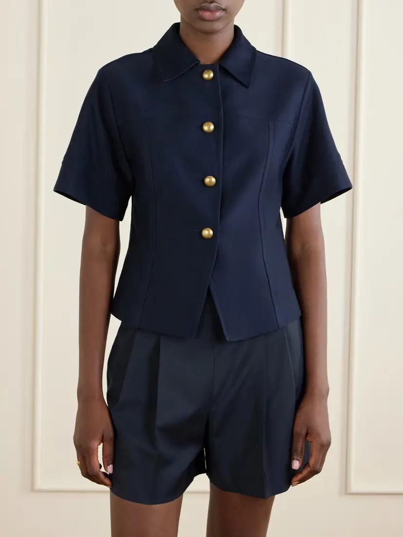Max Mara Paneled Cotton-piqué Shirt | Thumbnail 3 Max Mara Paneled Cotton-piqué Shirt | Thumbnail 3