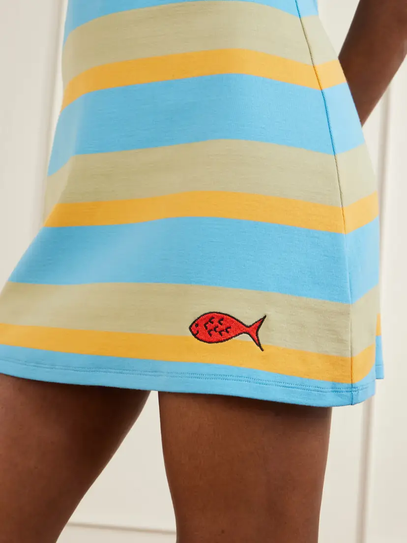 Staud +da Adolfo Vespa Striped Logo-embroidered Cotton-blend Dress | Thumbnail 4 Staud +da Adolfo Vespa Striped Logo-embroidered Cotton-blend Dress | Thumbnail 4