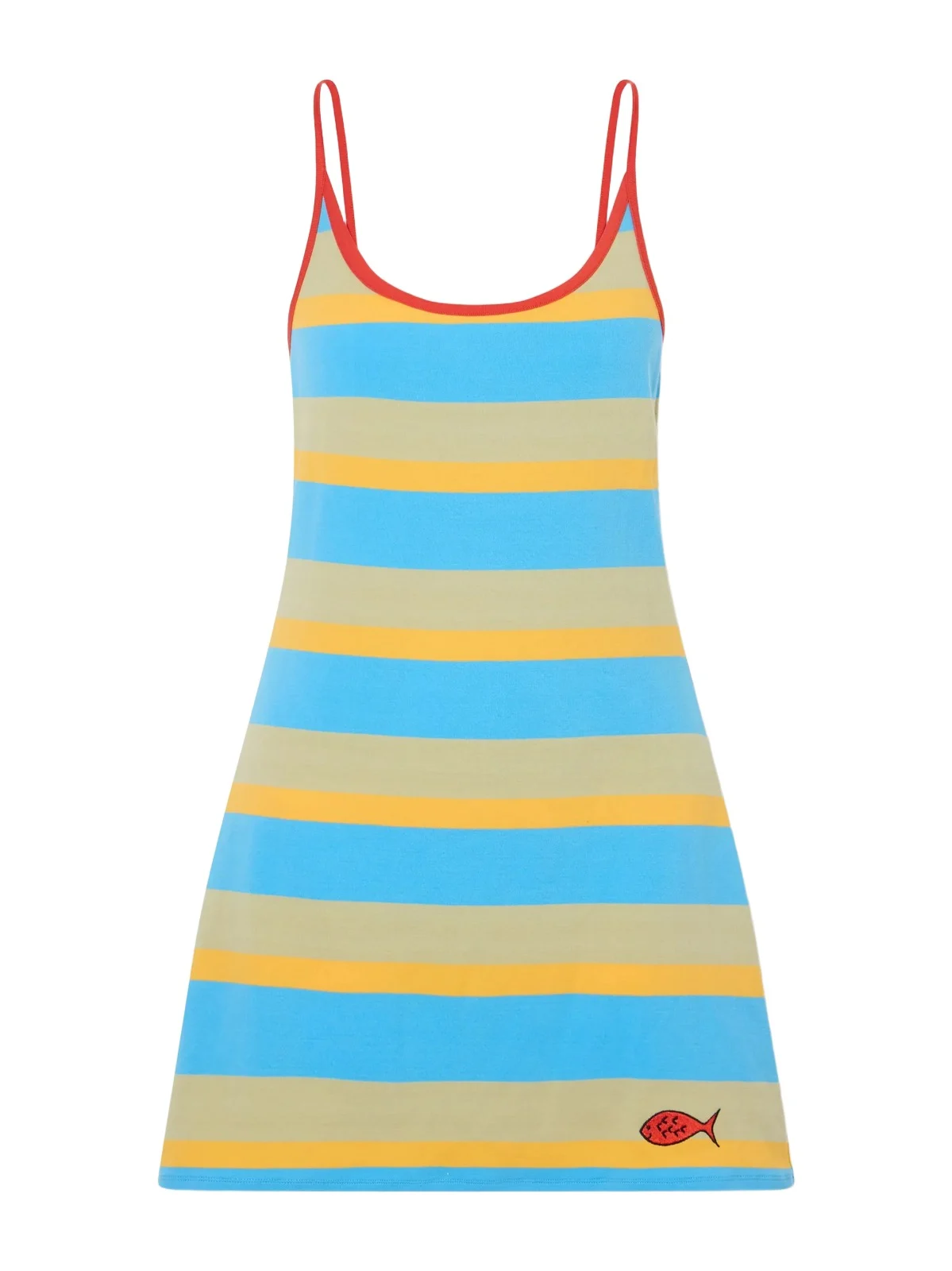 +da Adolfo Vespa Striped Logo-embroidered Cotton-blend Dress +da Adolfo Vespa Striped Logo-embroidered Cotton-blend Dress