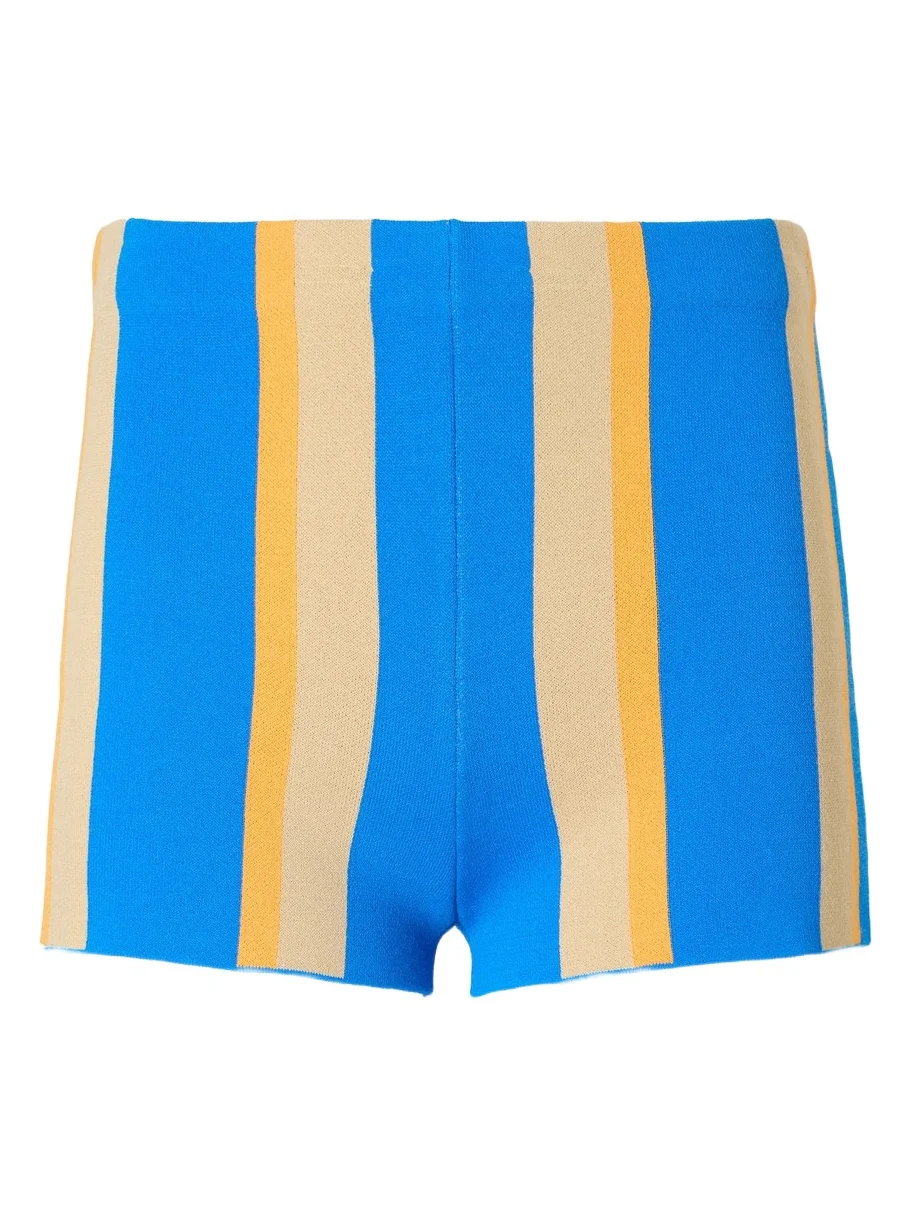 + Da Adolfo Mare Striped-printed Cotton-jersey Shorts