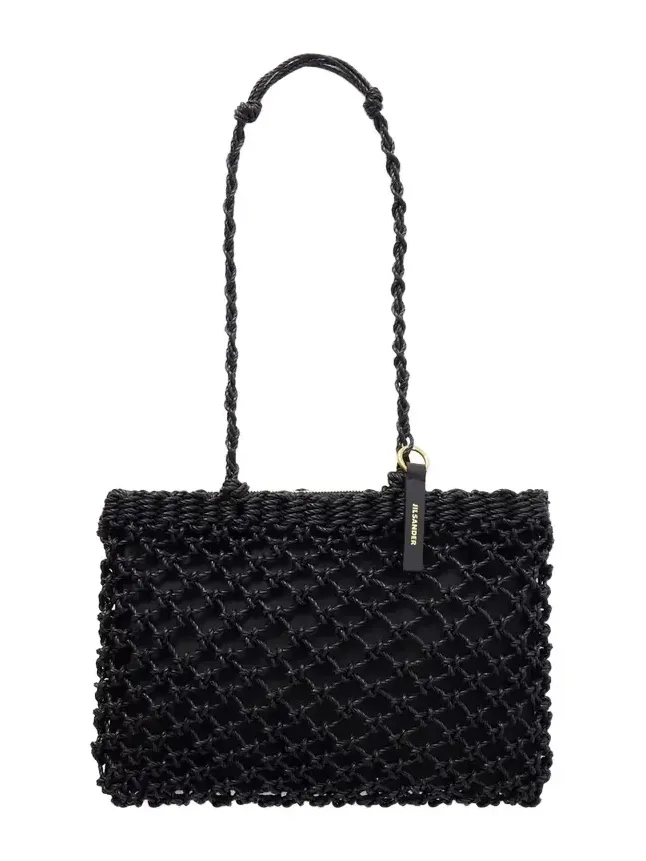 Jil Sander Tangle Net Satin And Cotton Cord Shoulder Bag