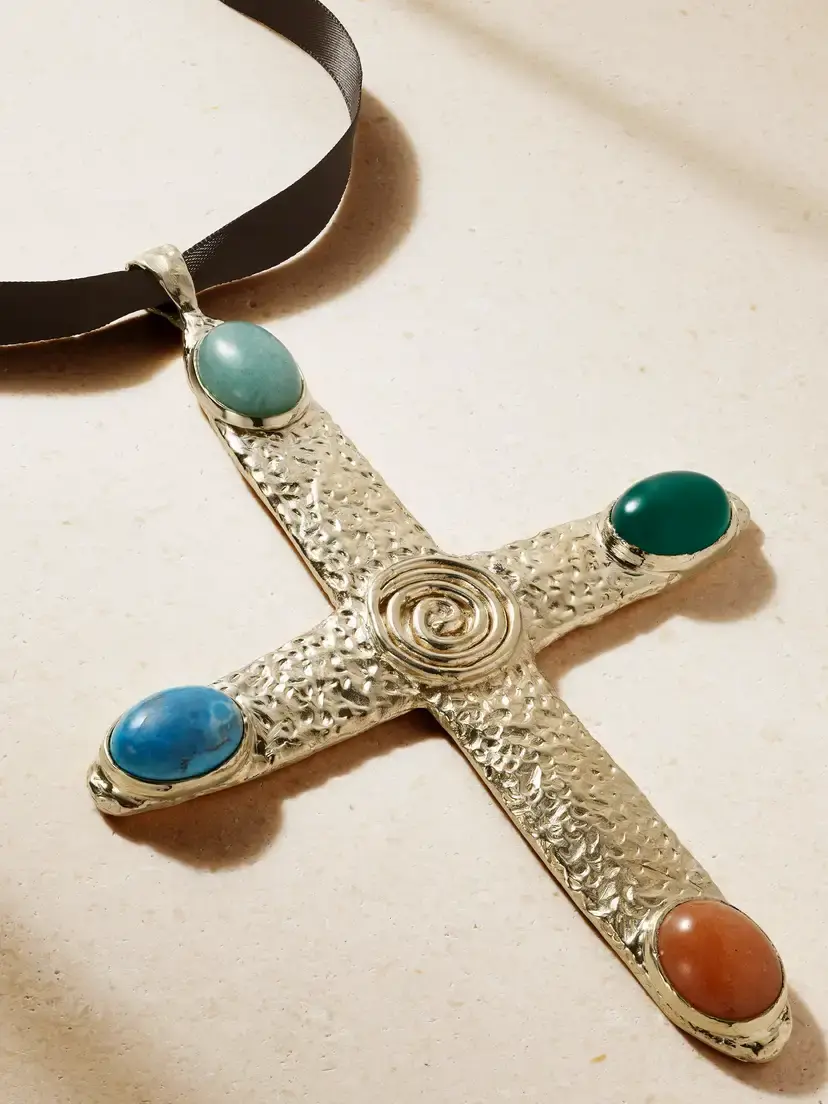 Juju Vera Mila Cross Gold-plated And Multi-stone Necklace | Thumbnail 4 Juju Vera Mila Cross Gold-plated And Multi-stone Necklace | Thumbnail 4