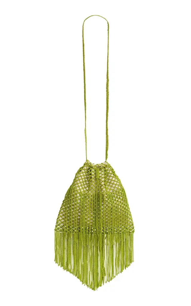 Fringe Olive Beaded Bag
