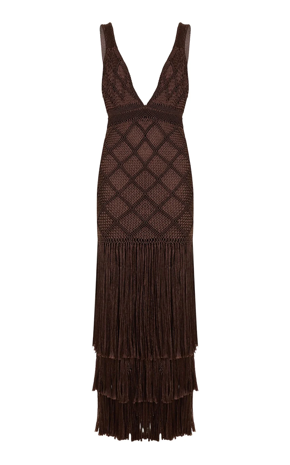 Palma Canaria Liana Handwoven Macramé Fringe Maxi Dress