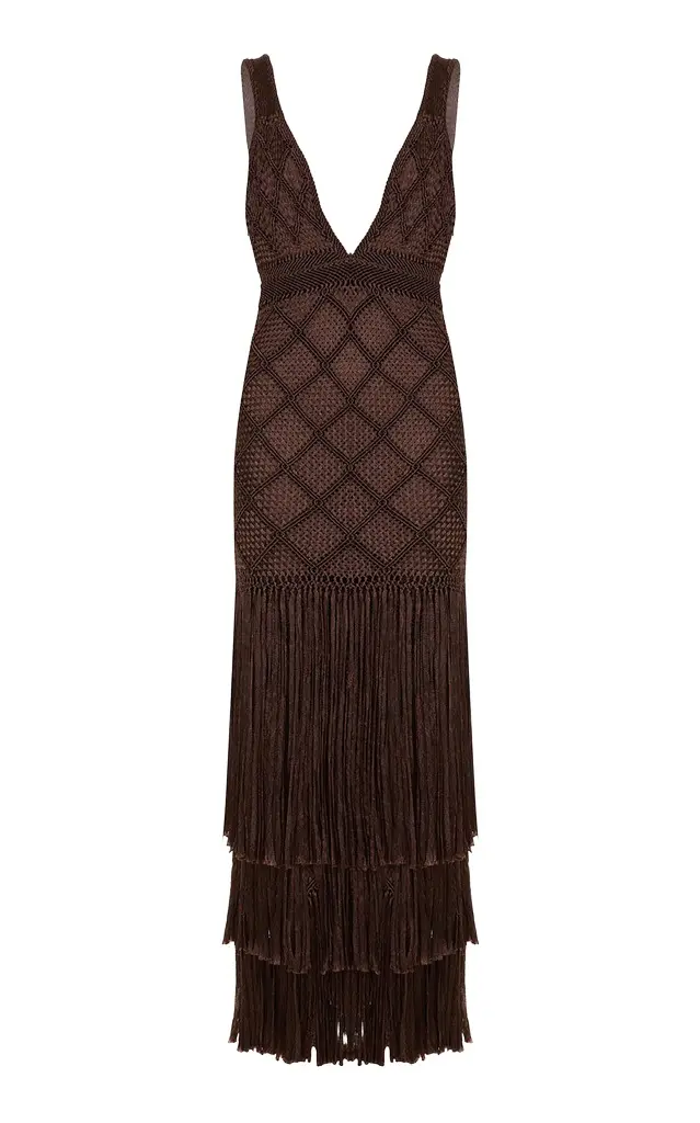 Palma Canaria Liana Handwoven Macramé Fringe Maxi Dress