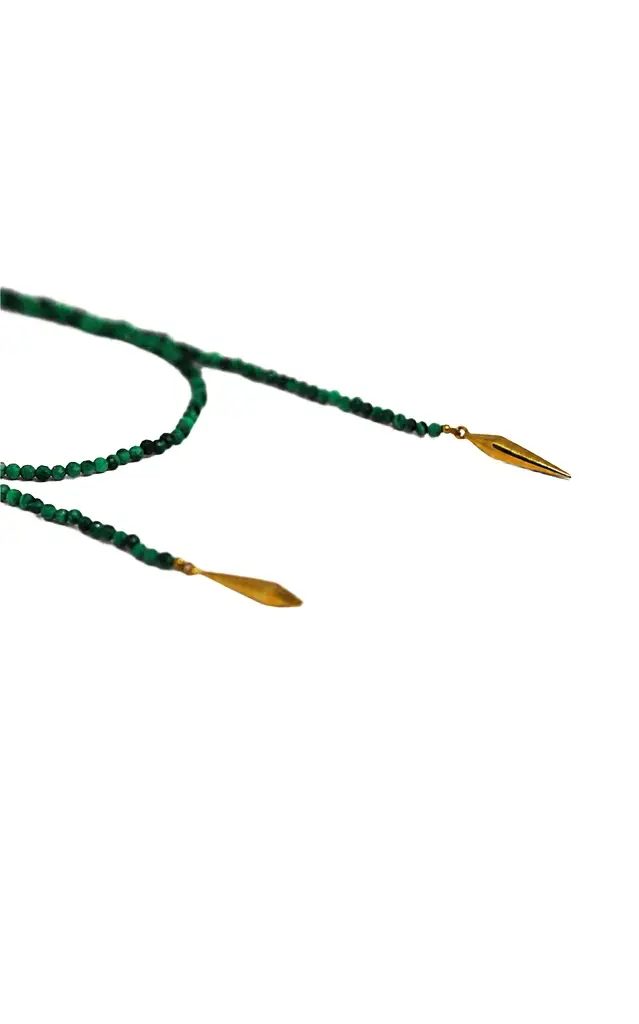 Aysha Bilgrami 24k Gold Vermeil Dua Necklace Malaquite