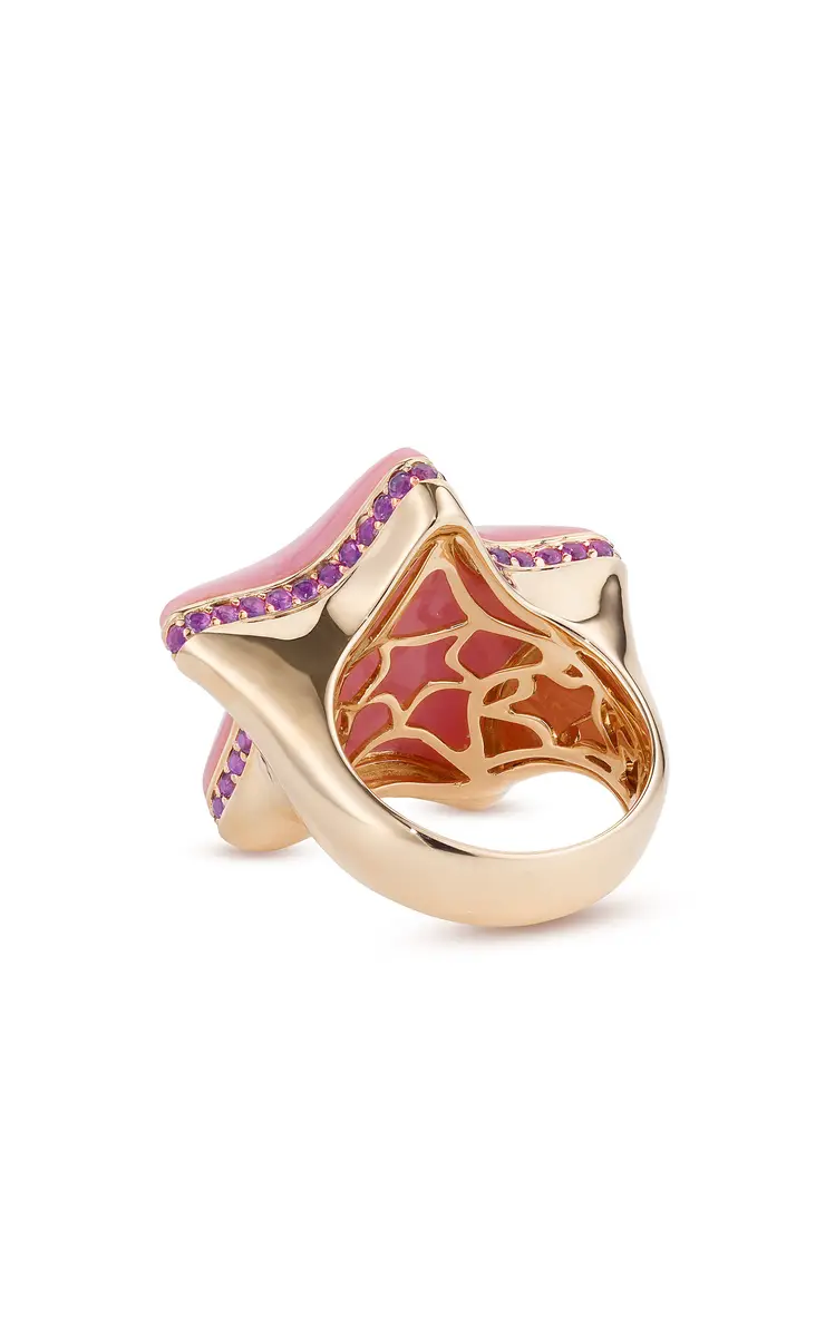 Alina Abegg 18K Yellow Gold Starfish Pink Bubble Ring | Thumbnail 4