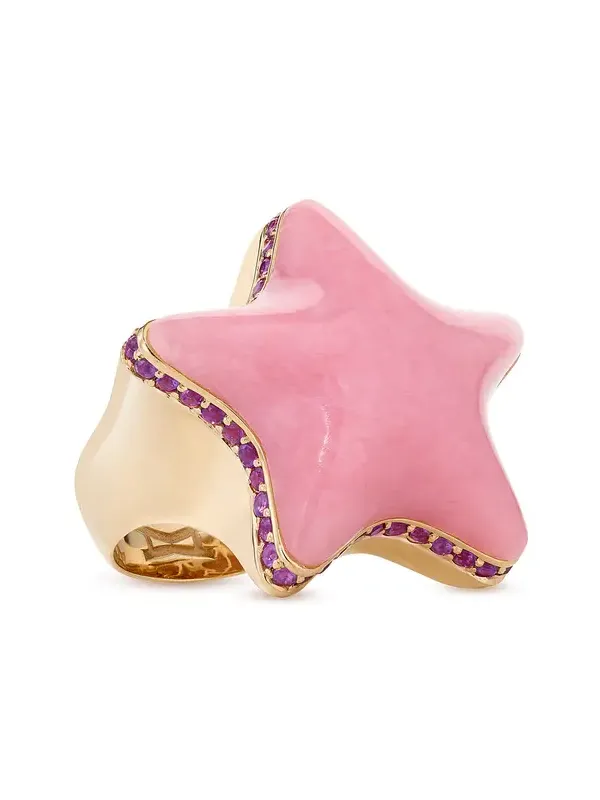 Alina Abegg 18K Yellow Gold Starfish Pink Bubble Ring