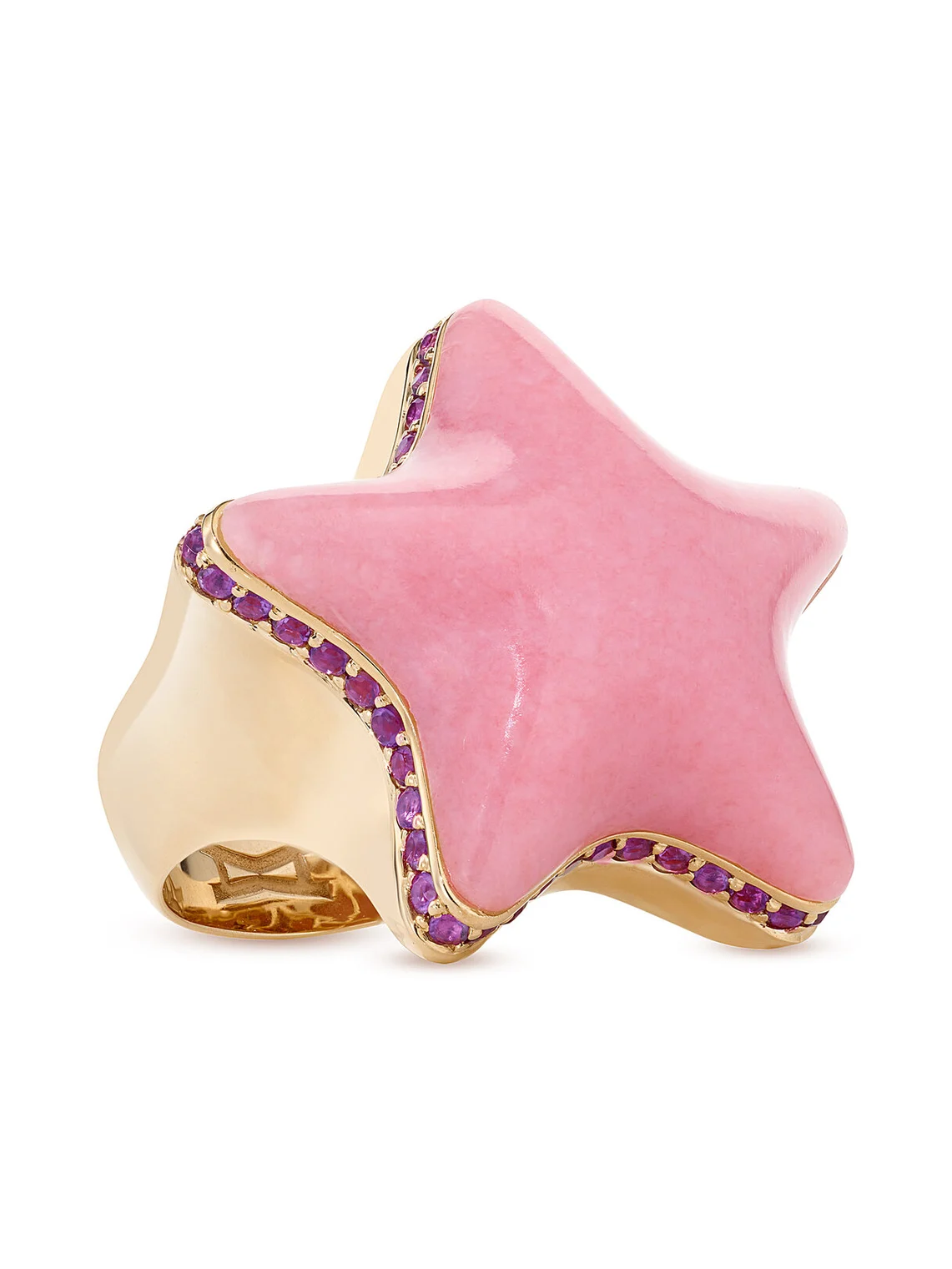 Alina Abegg 18K Yellow Gold Starfish Pink Bubble Ring