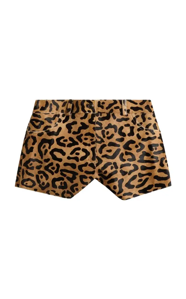 ZUT Ellis Leopard-Print Haircalf Leather Shorts