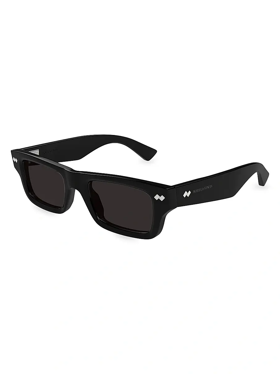Bottega Veneta Men's Bold Ribbon Stud 50MM Square Sunglasses - Black | Image 1 Bottega Veneta Men's Bold Ribbon Stud 50MM Square Sunglasses - Black | Image 1