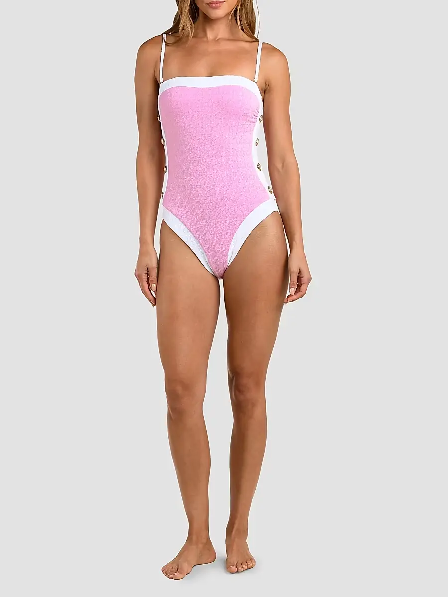 L'Agence Women's Colorblock Chic Tory Bandeau One-Piece Swimsuit | Thumbnail 2