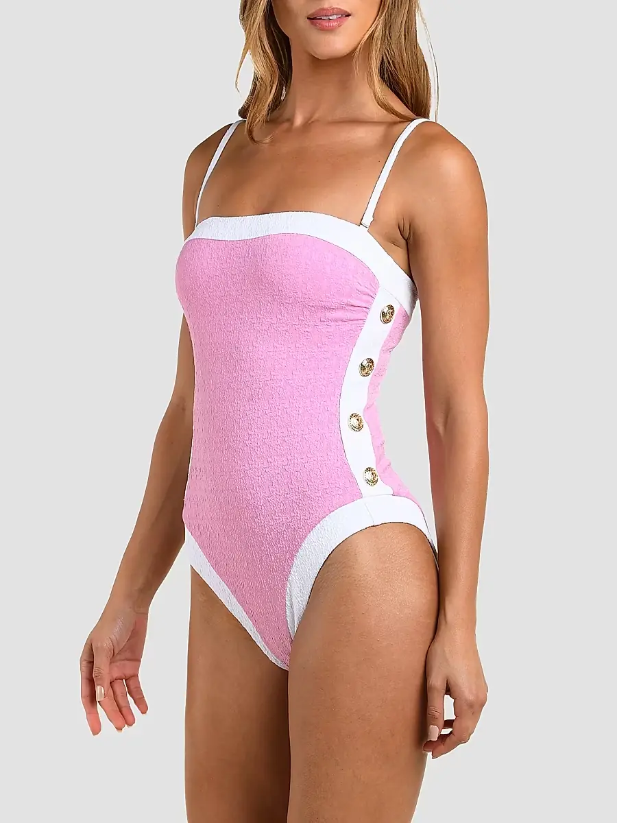 L'Agence Women's Colorblock Chic Tory Bandeau One-Piece Swimsuit | Thumbnail 4