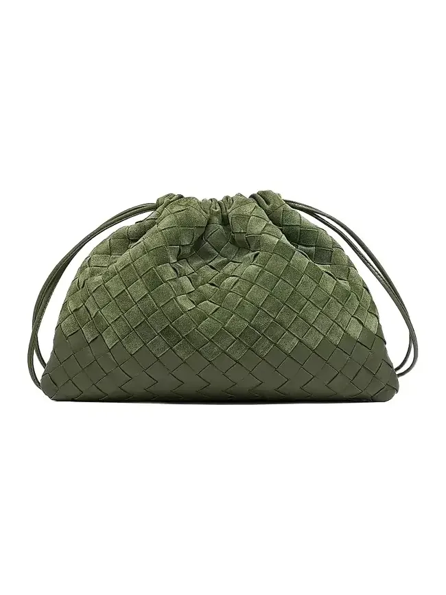 Bottega Veneta Women's Dustbag Medium Intrecciato Suede Shoulder Bag