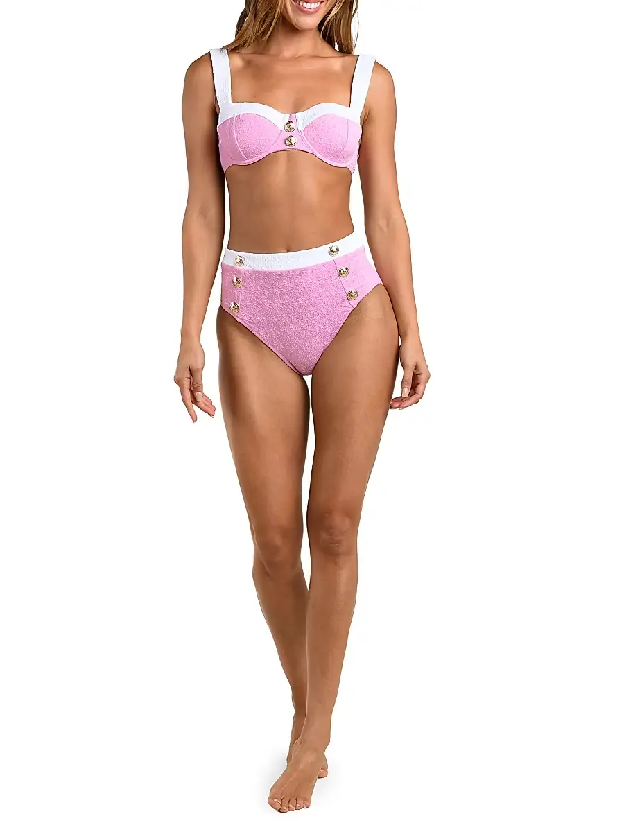 L'Agence Women's Colorblock Chic Vanessa High-Waisted Bikini Bottom | Thumbnail 2 L'Agence Women's Colorblock Chic Vanessa High-Waisted Bikini Bottom | Thumbnail 2