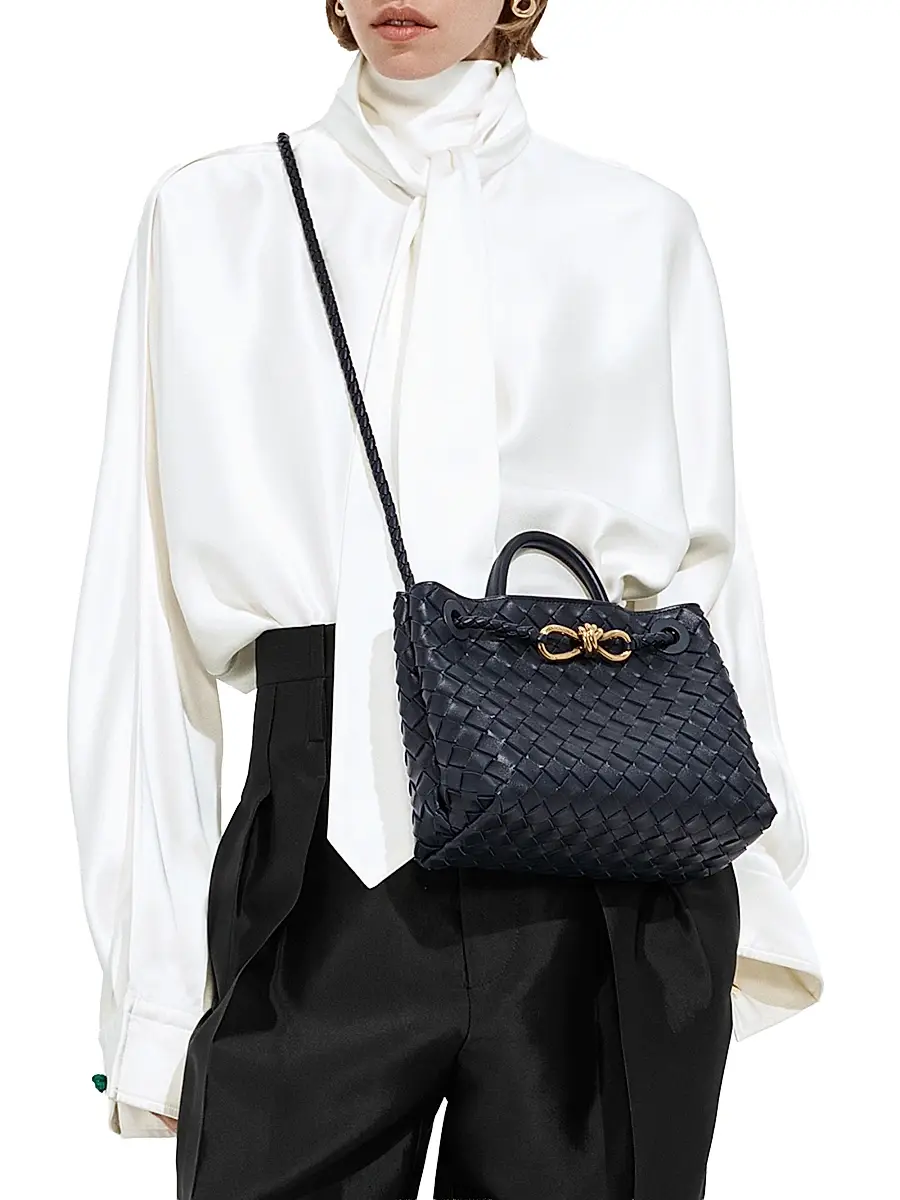 Bottega Veneta Women's Andiamo Small Intrecciato Leather Top-Handle Bag - Midnight | Thumbnail 3 Bottega Veneta Women's Andiamo Small Intrecciato Leather Top-Handle Bag - Midnight | Thumbnail 3