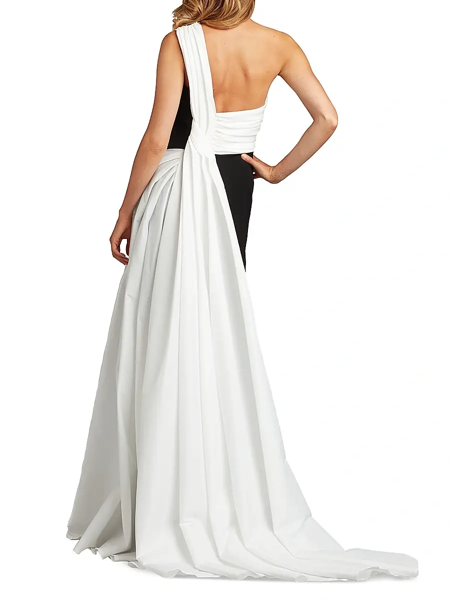 Tadashi Shoji Women's One-Shoulder Crepe Taffeta Gown | Thumbnail 2 Tadashi Shoji Women's One-Shoulder Crepe Taffeta Gown | Thumbnail 2