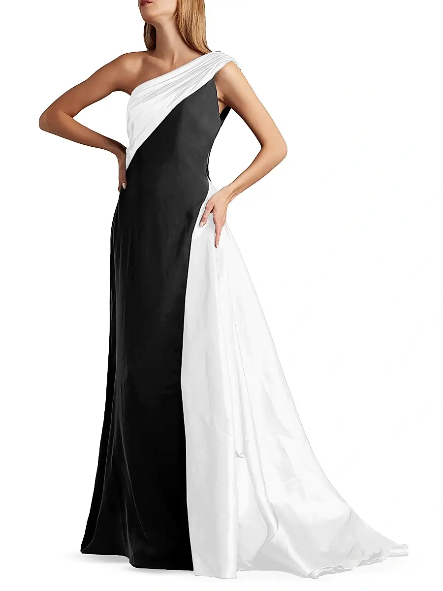 Tadashi Shoji Women's One-Shoulder Crepe Taffeta Gown | Thumbnail 3 Tadashi Shoji Women's One-Shoulder Crepe Taffeta Gown | Thumbnail 3