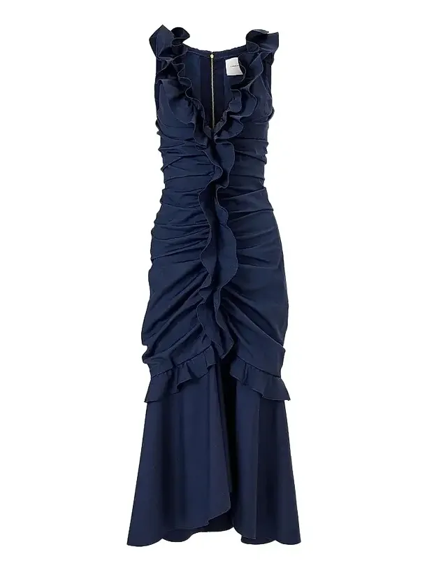 Women's Cabana Ruched V-Neck Sleeveless Midi-Dress