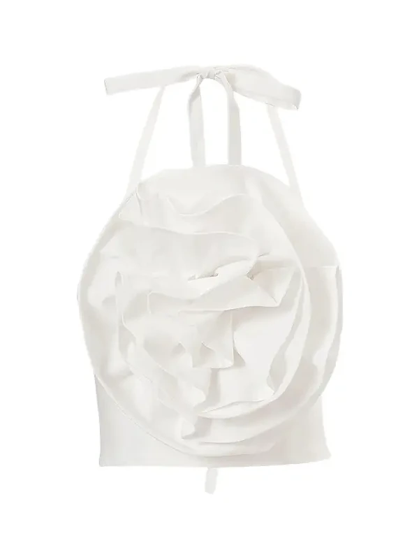 Women's Rose Halterneck Cotton-Blend Top