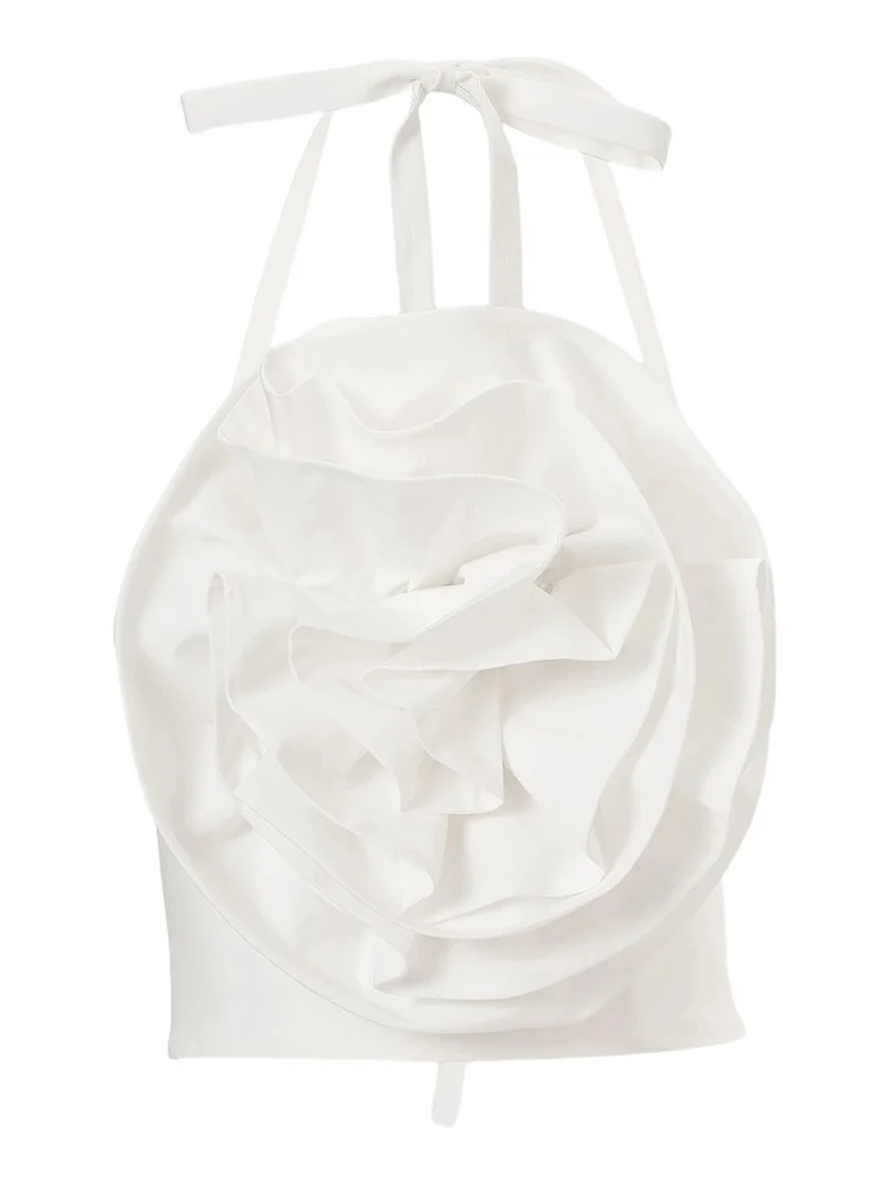 Women's Rose Halterneck Cotton-Blend Top Women's Rose Halterneck Cotton-Blend Top