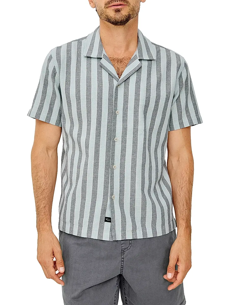 RAILS Men's Fielder Striped Cotton Camp Shirt | Thumbnail 3 RAILS Men's Fielder Striped Cotton Camp Shirt | Thumbnail 3