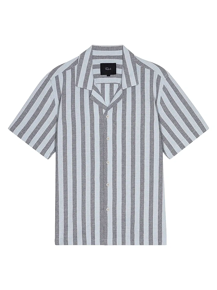 Rails Men's Fielder Striped Cotton Camp Shirt - Blue Jay Stripe | Image 1 Rails Men's Fielder Striped Cotton Camp Shirt - Blue Jay Stripe | Image 1