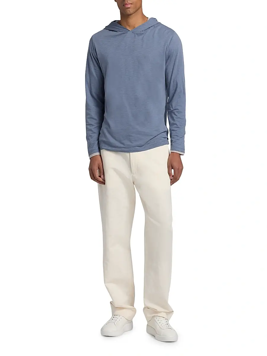 Vince Men's Fine Slub Double-Layer Cotton Hoodie | Thumbnail 2 Vince Men's Fine Slub Double-Layer Cotton Hoodie | Thumbnail 2