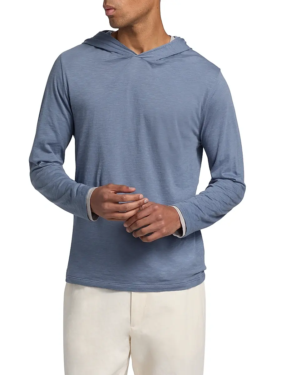 Vince Men's Fine Slub Double-Layer Cotton Hoodie | Thumbnail 3 Vince Men's Fine Slub Double-Layer Cotton Hoodie | Thumbnail 3