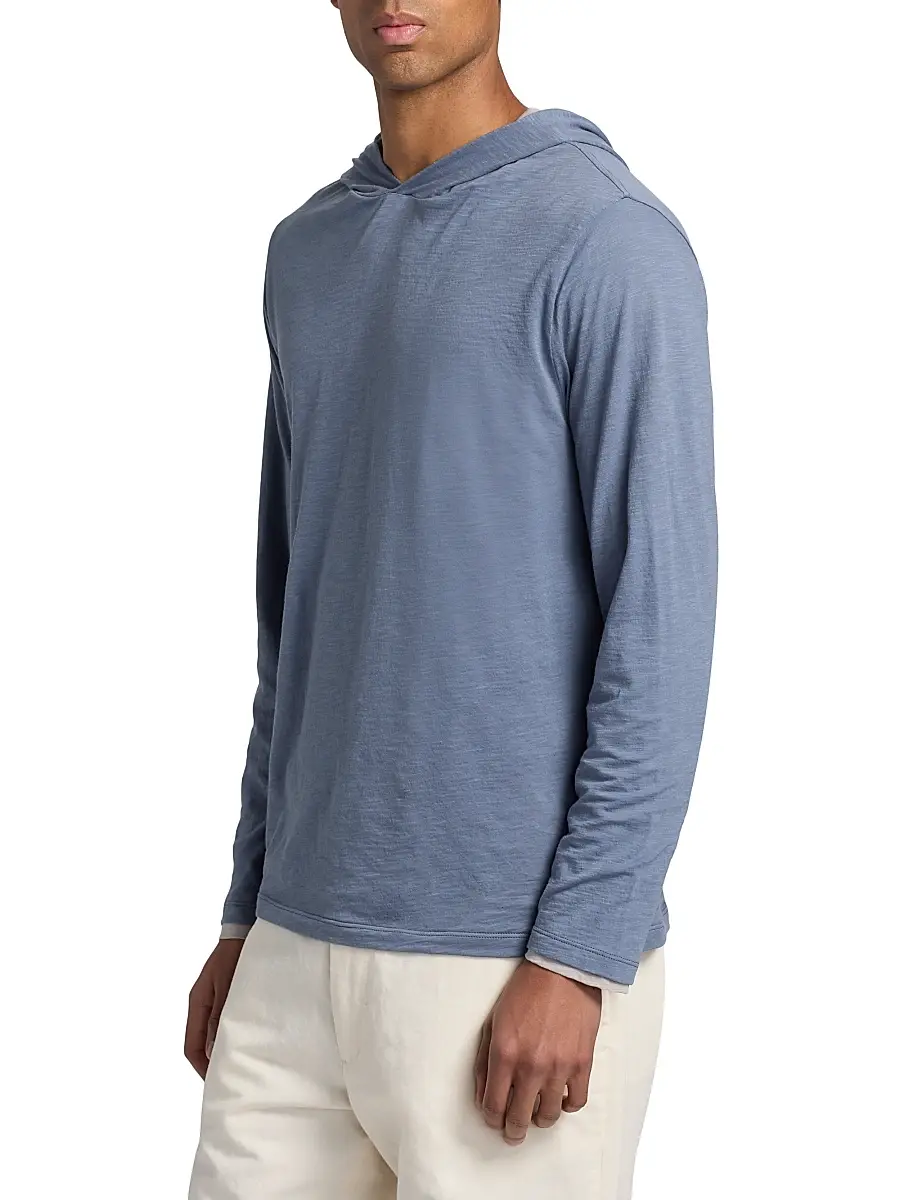 Vince Men's Fine Slub Double-Layer Cotton Hoodie | Thumbnail 4 Vince Men's Fine Slub Double-Layer Cotton Hoodie | Thumbnail 4