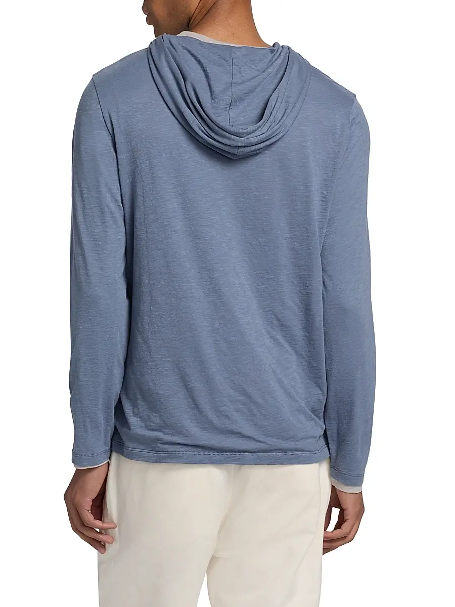 Vince Men's Fine Slub Double-Layer Cotton Hoodie | Thumbnail 5 Vince Men's Fine Slub Double-Layer Cotton Hoodie | Thumbnail 5