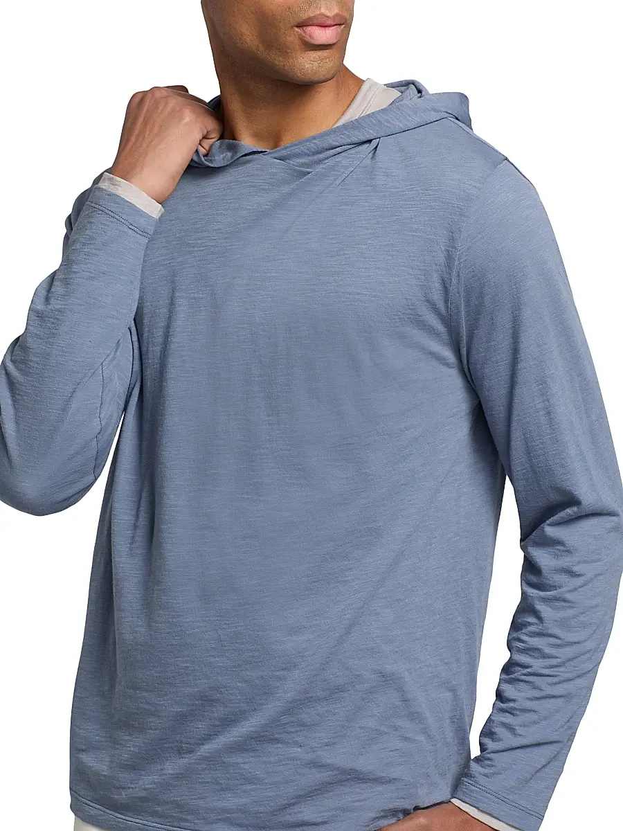 Vince Men's Fine Slub Double-Layer Cotton Hoodie | Thumbnail 6 Vince Men's Fine Slub Double-Layer Cotton Hoodie | Thumbnail 6