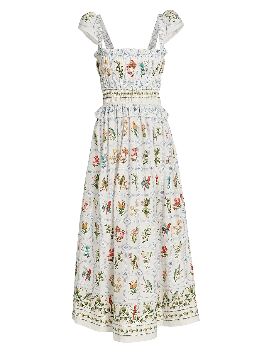 Farm Rio Women's Tropical Porcelain Maxi Dress - Off White | Image 1 Farm Rio Women's Tropical Porcelain Maxi Dress - Off White | Image 1