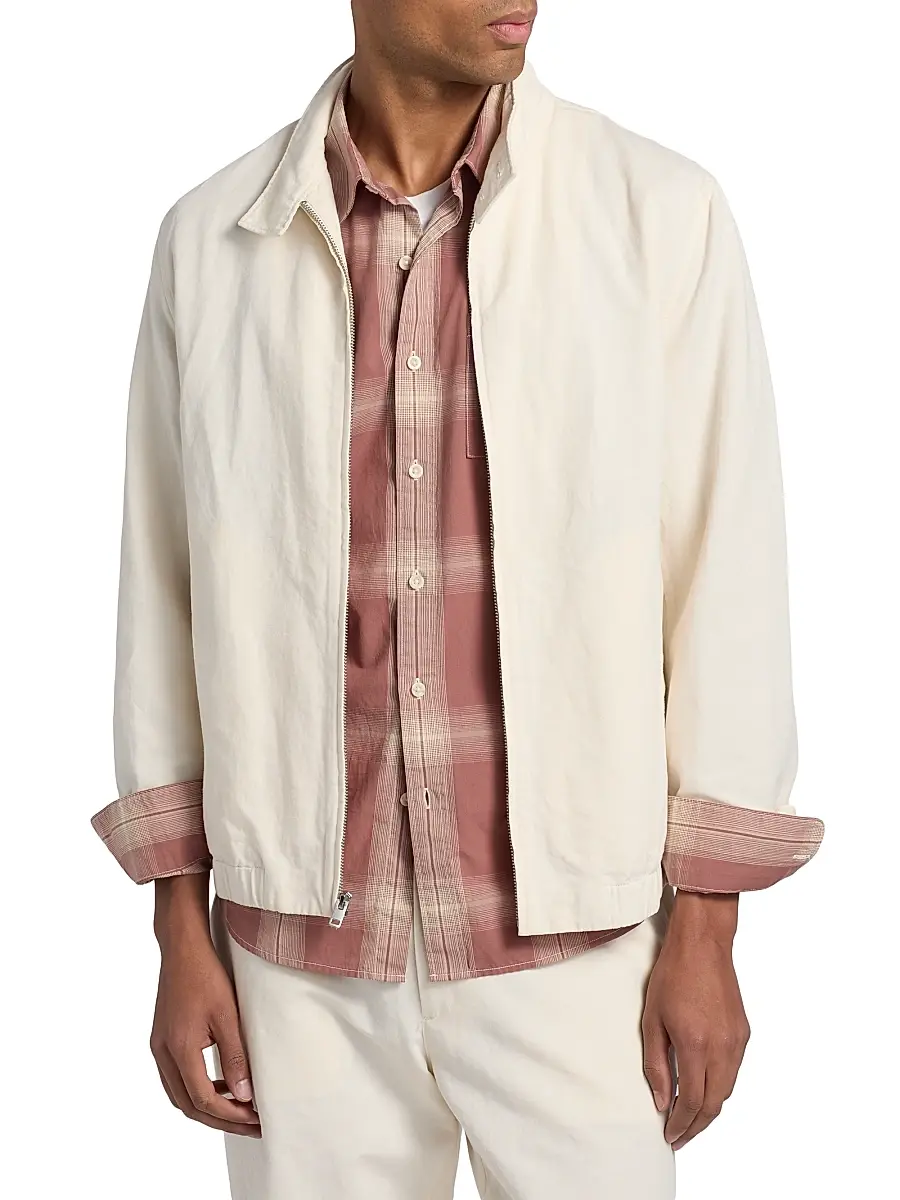 Vince Men's Cotton-Linen Bomber Jacket | Thumbnail 3 Vince Men's Cotton-Linen Bomber Jacket | Thumbnail 3