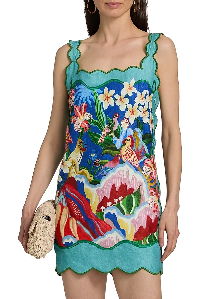Farm Rio Women's Printed Scalloped Minidress | Thumbnail 3 Farm Rio Women's Printed Scalloped Minidress | Thumbnail 3