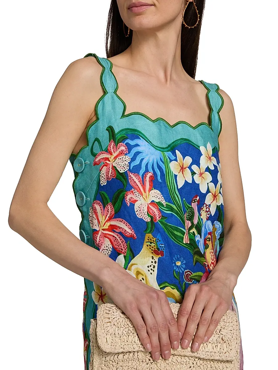 Farm Rio Women's Printed Scalloped Minidress | Thumbnail 6 Farm Rio Women's Printed Scalloped Minidress | Thumbnail 6