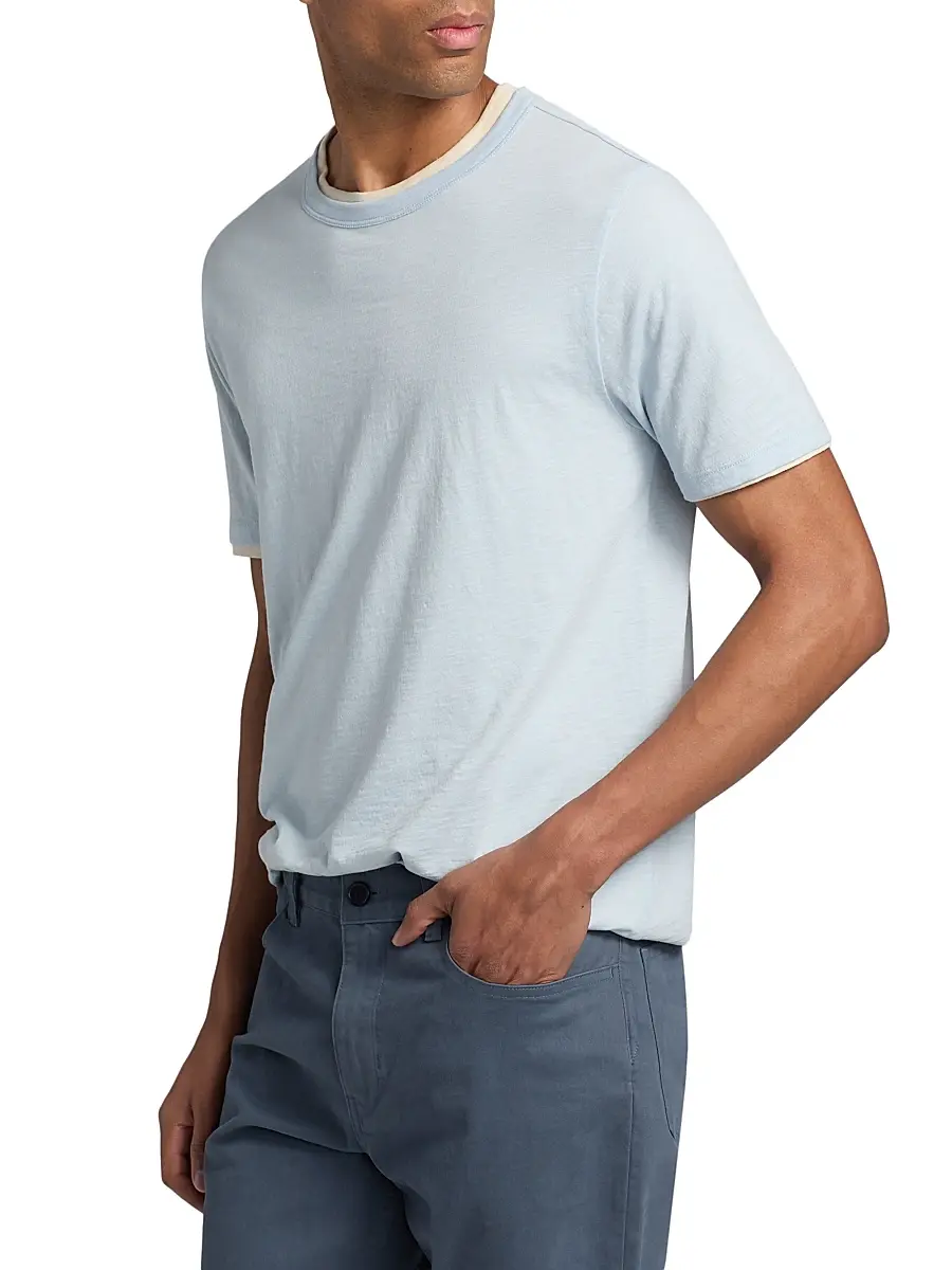 Vince Men's Fine Slub Cotton Double-Layer Crewneck T-Shirt | Thumbnail 4