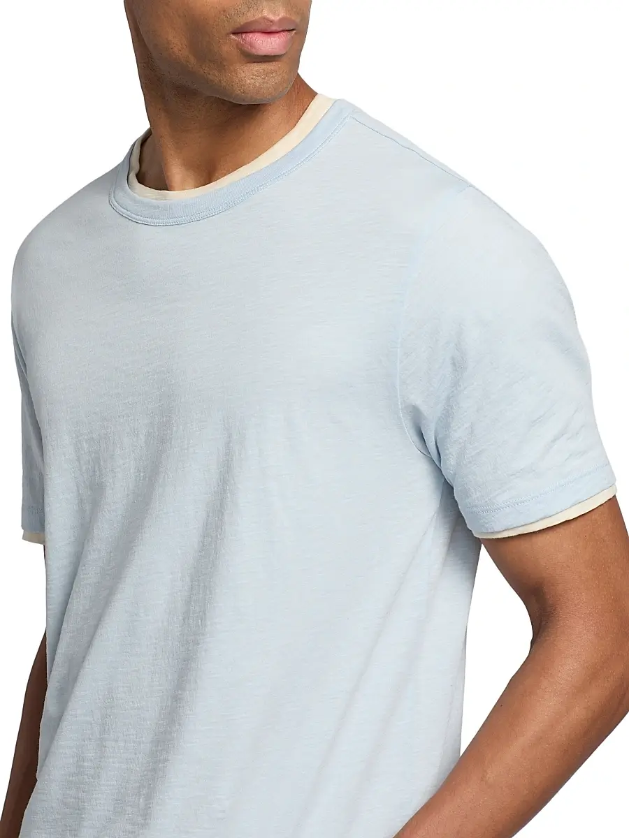 Vince Men's Fine Slub Cotton Double-Layer Crewneck T-Shirt | Thumbnail 6