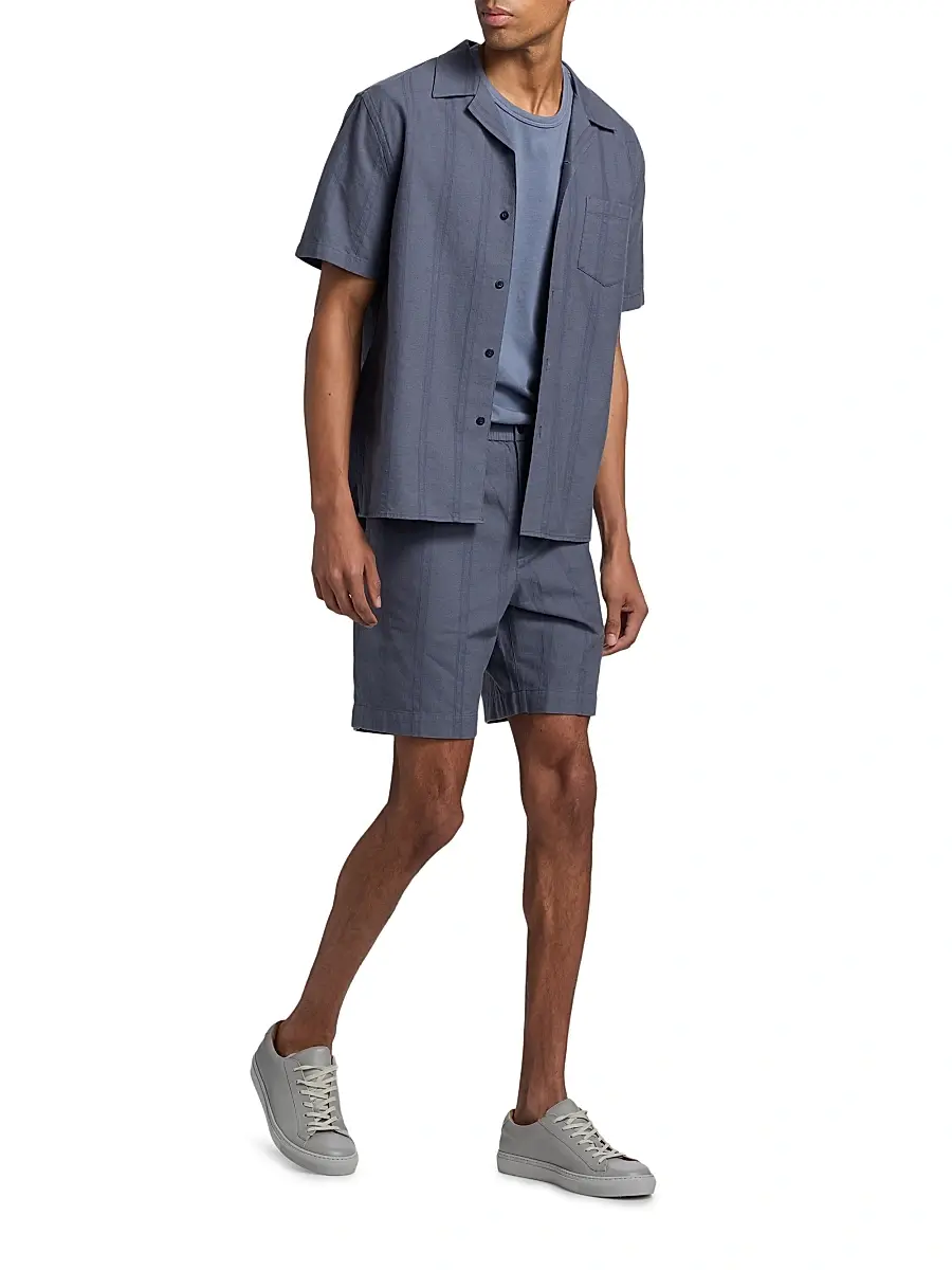 Vince Men's Cove Striped Cotton-Hemp Shorts | Thumbnail 2 Vince Men's Cove Striped Cotton-Hemp Shorts | Thumbnail 2