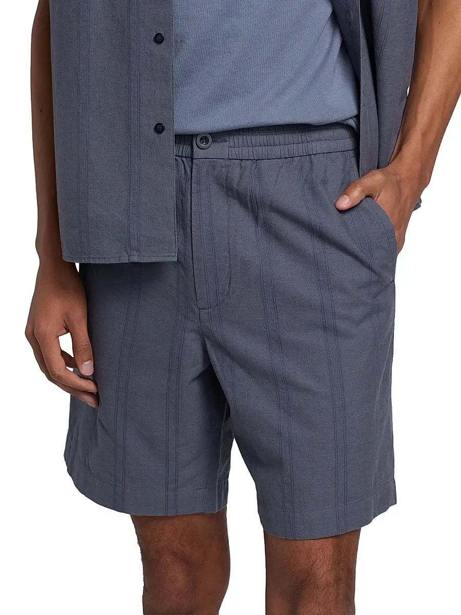 Vince Men's Cove Striped Cotton-Hemp Shorts | Thumbnail 6 Vince Men's Cove Striped Cotton-Hemp Shorts | Thumbnail 6