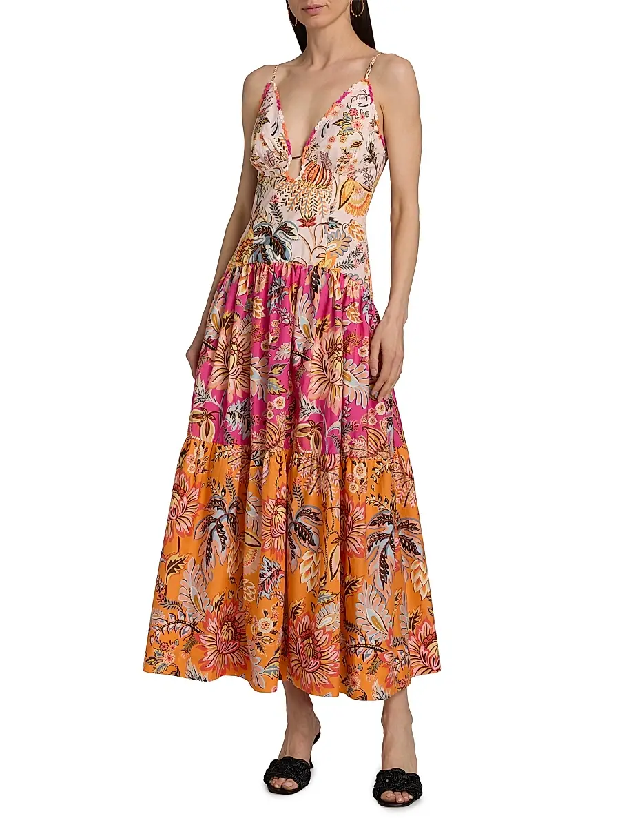 Farm Rio Women's Ligia Floral Tiered Maxi Dress | Thumbnail 2 Farm Rio Women's Ligia Floral Tiered Maxi Dress | Thumbnail 2