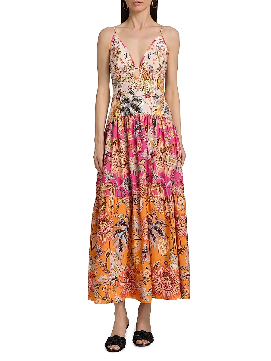 Farm Rio Women's Ligia Floral Tiered Maxi Dress | Thumbnail 3 Farm Rio Women's Ligia Floral Tiered Maxi Dress | Thumbnail 3
