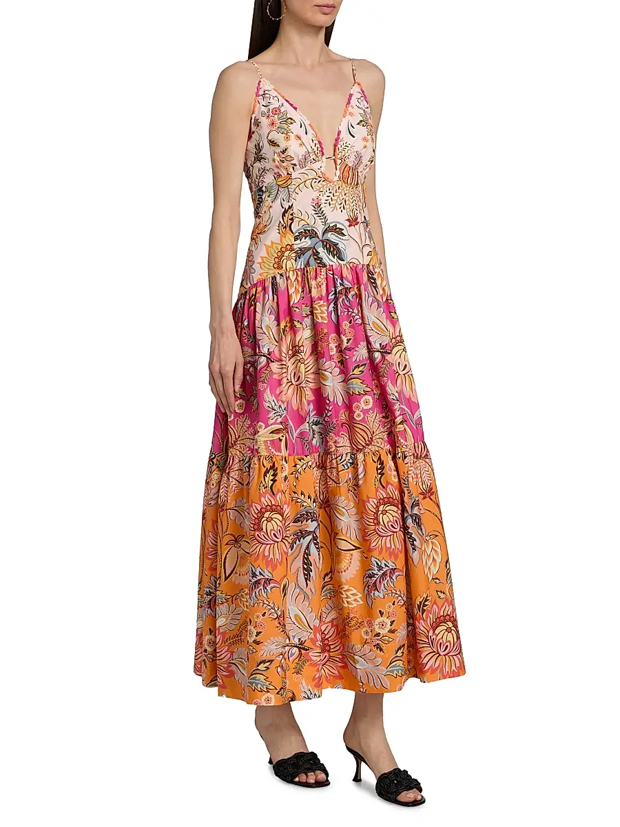 Farm Rio Women's Ligia Floral Tiered Maxi Dress | Thumbnail 4 Farm Rio Women's Ligia Floral Tiered Maxi Dress | Thumbnail 4