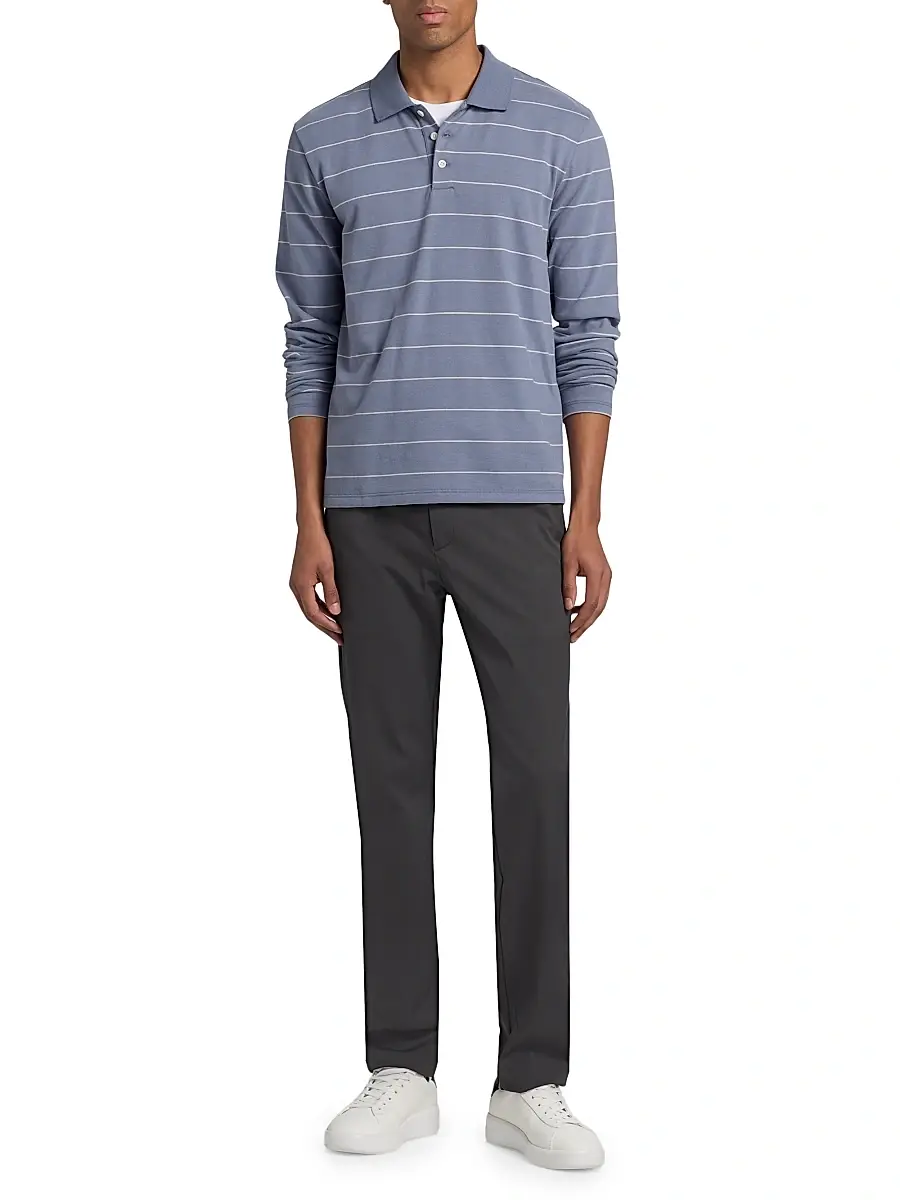 Vince Men's Striped Long-Sleeve Polo Shirt | Thumbnail 2