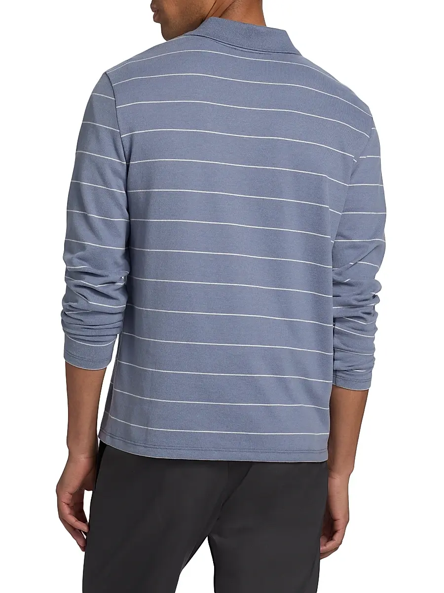 Vince Men's Striped Long-Sleeve Polo Shirt | Thumbnail 5