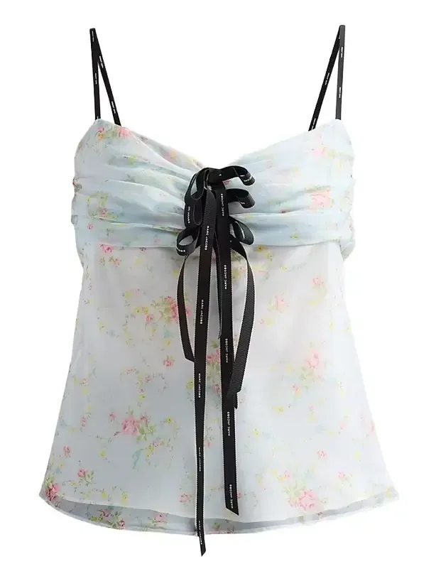 Women's Blurred Floral Bow Top Women's Blurred Floral Bow Top